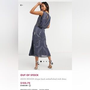 ASOS DESIGN drape back embellished midi dress